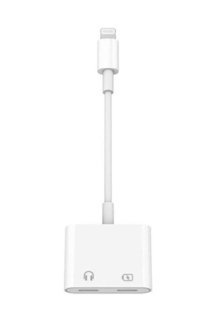 Beyaz Iphone Lightning 2in1 Şarj + Kulaklık Dönüştürücü 2 Taraf Lightning