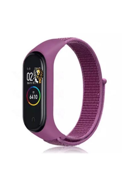 Xiaomi Mi Band 3 -4 -5 Birebir Uyumlu Akıllı Bileklik Kordon Kayış- Örgülü-ipek Kumaş Nano Renk:mor