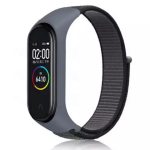 Xiaomi Mi Band 3 -4 -5 Birebir Uyumlu Akıllı Bileklik Kordon Kayış- Örgülü-ipek Kumaş Nano Koyu Gri