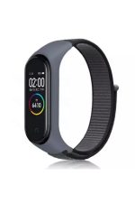 Xiaomi Mi Band 3 -4 -5 Birebir Uyumlu Akıllı Bileklik Kordon Kayış- Örgülü-ipek Kumaş Nano Koyu Gri