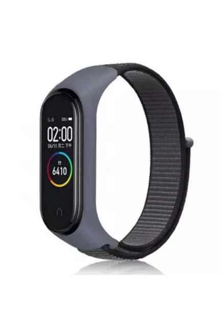 Xiaomi Mi Band 3 -4 -5 Birebir Uyumlu Akıllı Bileklik Kordon Kayış- Örgülü-ipek Kumaş Nano Koyu Gri
