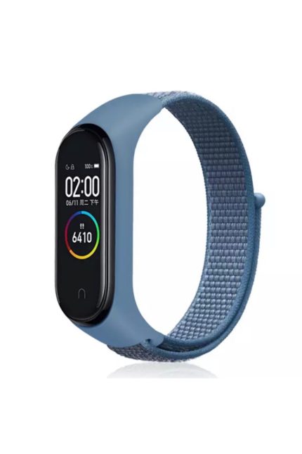 Xiaomi Mi Band 3 -4 -5 Birebir Uyumlu Akıllı Bileklik Kordon Kayış- Örgülü-ipek Kumaş Nano Renk Mavi