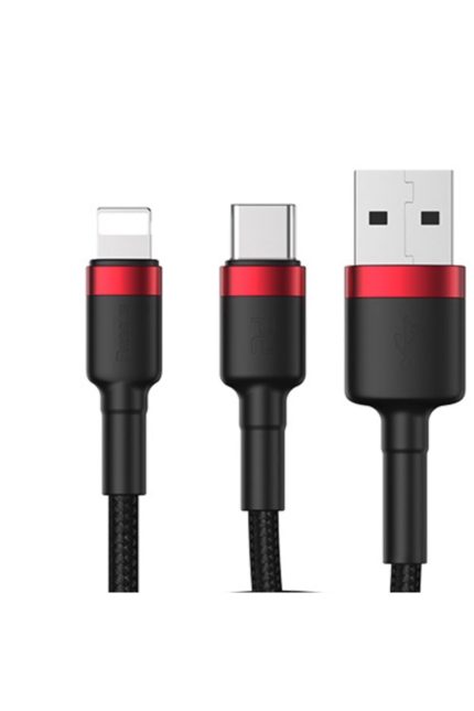 3in1 + 1iphone Usb Hızlı Şarj Ve Data Kablosu 120cm Cafule Serisi Örgülü