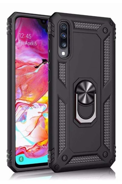 Samsung Galaxy A50 Kılıf Crash Vega Yüzüklü Standlı Silikon