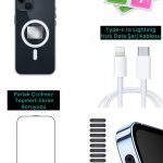 iphone 13 -14 VIP ASLAN 3 PRO FULL SET KILI - FİLTRE ŞARJ KABLOSU -5 TEMİZLEME SETİ -KIRILMAZ CAM