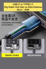 iphone 17Promax -16Promax-15promax-17Pro USB-C to TYPE-C 60W 30Cm Car Play Ultra Hızlı Şarj Kablosu - Görsel 5