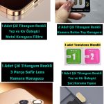 İphone 16Pro-16 ProMax Çöl Titanyum Renk Safir Kamera Lens -Metal Filtre -Şarj Koruma Tıpa -Mendil