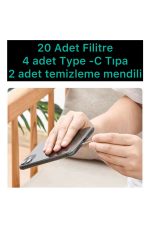 20 Adet Örgülü Filtre toz ve kir önleyici type-c girişli şarj yeri koruma tıpası ve temizlik mendili - Görsel 2