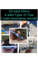 20 Adet Örgülü Filtre toz ve kir önleyici type-c girişli şarj yeri koruma tıpası ve temizlik mendili - Görsel 6