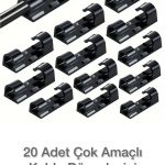 Ft8018-3 Kablo Koruyucu Düzenleyici 20 Adet Siyah Duvar Cam Dayanıklı Kablo Tutucu Yapışkanlı Klips