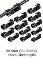 Ft8018-3 Kablo Koruyucu Düzenleyici 20 Adet Siyah Duvar Cam Dayanıklı Kablo Tutucu Yapışkanlı Klips