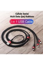 3in1 + 1iphone Usb Hızlı Şarj Ve Data Kablosu 120cm Cafule Serisi Örgülü - Görsel 2
