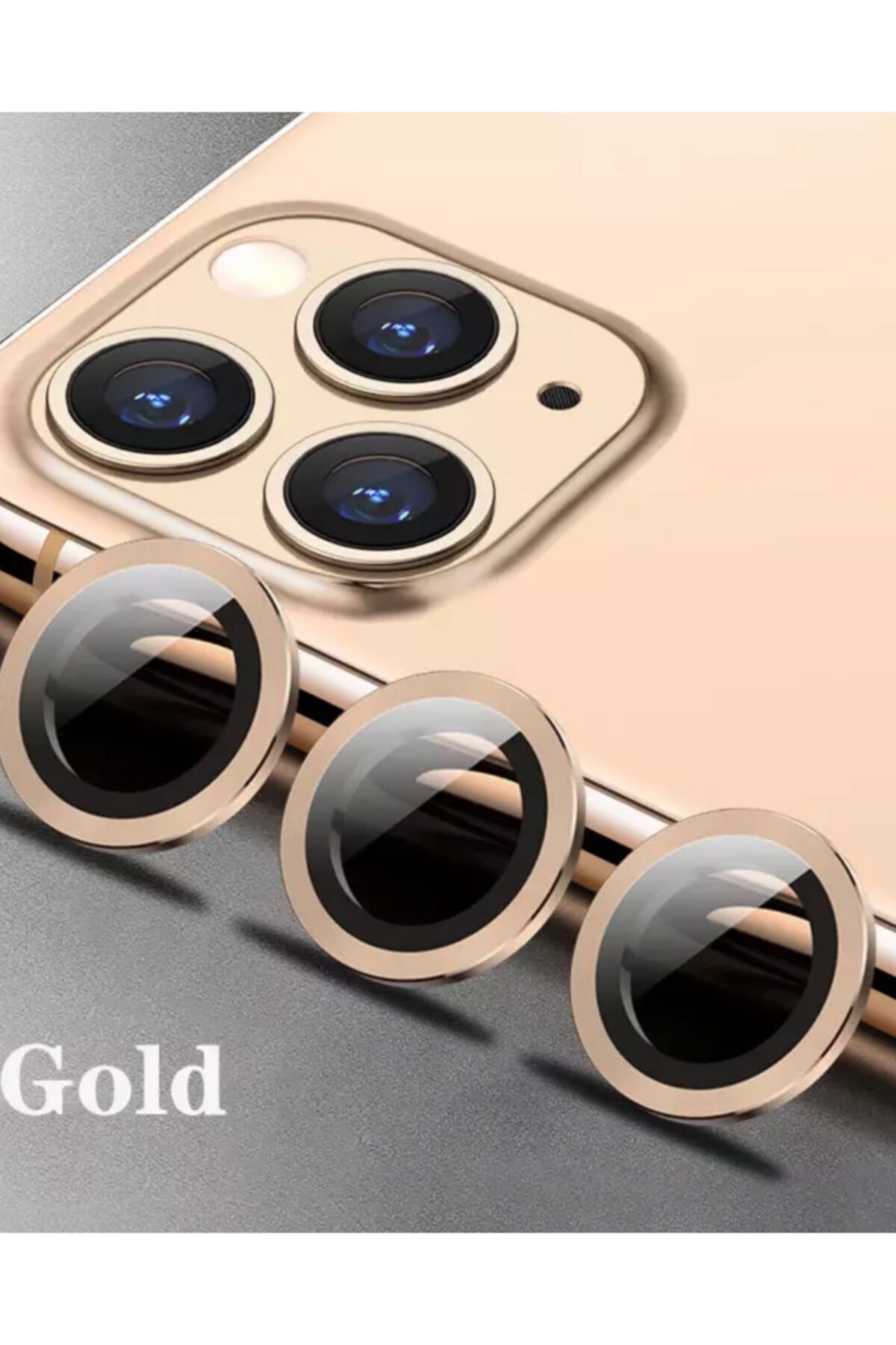 2_org_zoom 12 promax (6.7inç) Uyumlu Kamera Lens Koruyucu Çelik Halka Hd 9d Kırılmaz Cam Renk:gold Çerçeveli - Görsel 1