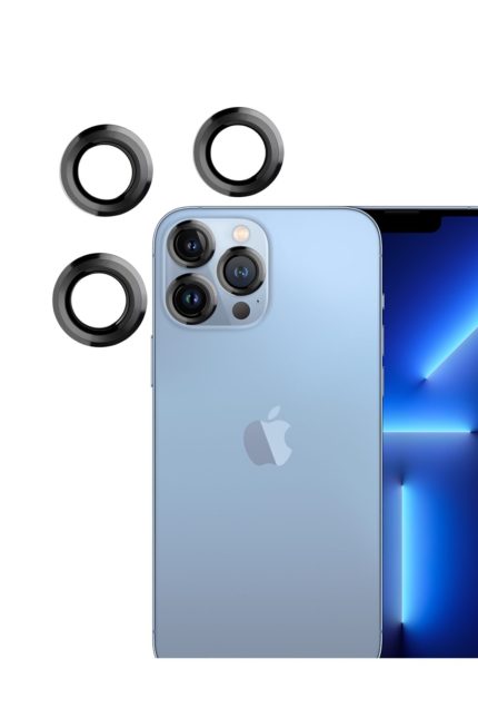 Iphone 13 Pro Max Uyumlu Kamera Lens Koruyucu Çelik Halka Hd 9d Kırılmaz Cam