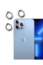 Iphone 13promax Kamera Lens Koruyucu Çelik Halka Hd 9d Kırılmaz Cam Renk:silver Çerçeveli