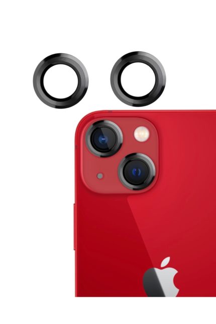 Iphone 13 / 13 Mini Uyumlu Kamera Lens Koruyucu Çelik Halka Hd 9d Kırılmaz Cam Renk:siyah Çerçeveli