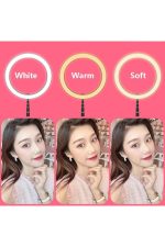 F-539 Samsung Led Lıght Selfie Halka Işık 60w 10200k Tripod Akıllı Telefon 360 Derece Dönebilen Işık - Görsel 3