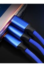 3+1 Hızlı Şarj Kablosu Nano Örgü Ip-1200mm Uzunlukta-2.4a-type-c/mikro/iphone Çıkışlı Kablo - Görsel 3