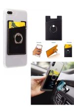Tüm Telefon Kılıflarına Uyumlu Deri Siyah Unisex Kredi Kartlık+telefon Yüzügü Stand +mıknatıs Tutucu - Görsel 3