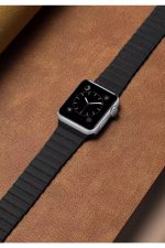 Apple Watch 2 3 4 5 6 Se 42mm 44mm Uyumlu Kordon Kayış Bileklik Leather Deri Loop Band Black Solo - Görsel 4