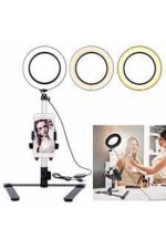 F-539 Samsung Led Lıght Selfie Halka Işık 60w 10200k Tripod Akıllı Telefon 360 Derece Dönebilen Işık - Görsel 4