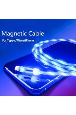 Optik Full Işıklı Mıknatıslı Örgülü Kablo 3in1 Type C Microusb Iphone 3'bir Arada Hızlı Şarj - Görsel 3