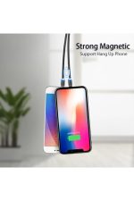 Işıklı Mıknatıslı Örgülü Kablo 3in1 Type C Microusb Iphone 3'bir Arada Hızlı Şarj Kablosu - Görsel 4