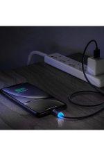 Işıklı Mıknatıslı Örgülü Kablo 3in1 Type C Microusb Iphone 3'bir Arada Hızlı Şarj Kablosu - Görsel 5