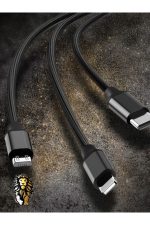 3+1 Hızlı Şarj Kablosu Nano Örgü Ip-1200mm Uzunlukta-2.4a-type-c/mikro/iphone Çıkışlı Kablo - Görsel 5