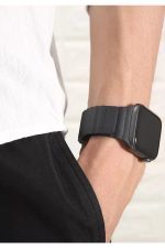 Apple Watch 2 3 4 5 6 Se 42mm 44mm Uyumlu Kordon Kayış Bileklik Leather Deri Loop Band Black Solo - Görsel 6