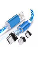 Optik Full Işıklı Mıknatıslı Örgülü Kablo 3in1 Type C Microusb Iphone 3'bir Arada Hızlı Şarj - Görsel 6