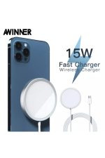Iphone 11 12 Pro Uyumlu  Kablosuz Şarj Cihazı 15w Hızlı Şarj Manyetik Çekim Charger Type-c Kablo - Görsel 8