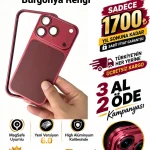 İPhone Alüminyum Dönüşümlü Kılıf Seti- Burgonya Renk (Whatsapp Üzerinden İstediğiniz Renk Modeli Yazmanız Yeterlidir) Aslan Pro Kalitesinde- Ücretsiz Kargo