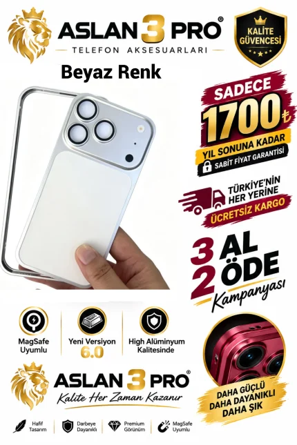 İPhone Alüminyum Dönüşümlü Kılıf Seti- Beyaz Renk (Whatsapp Üzerinden İstediğiniz Renk Modeli Yazmanız Yeterlidir) Aslan Pro Kalitesinde- Ücretsiz Kargo