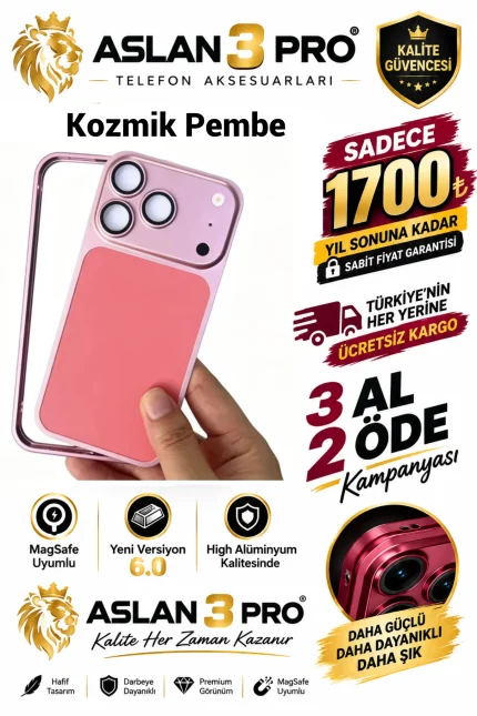 İPhone Alüminyum Dönüşümlü Kılıf Seti-Kozmik Pembe Renk (Whatsapp Üzerinden İstediğiniz Renk Modeli Yazmanız Yeterlidir) Aslan Pro Kalitesinde- Ücretsiz Kargo