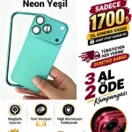 İPhone Alüminyum Dönüşümlü Kılıf Seti-Neon Yeşil Renk (Whatsapp Üzerinden İstediğiniz Renk Modeli Yazmanız Yeterlidir) Aslan Pro Kalitesinde- Ücretsiz Kargo