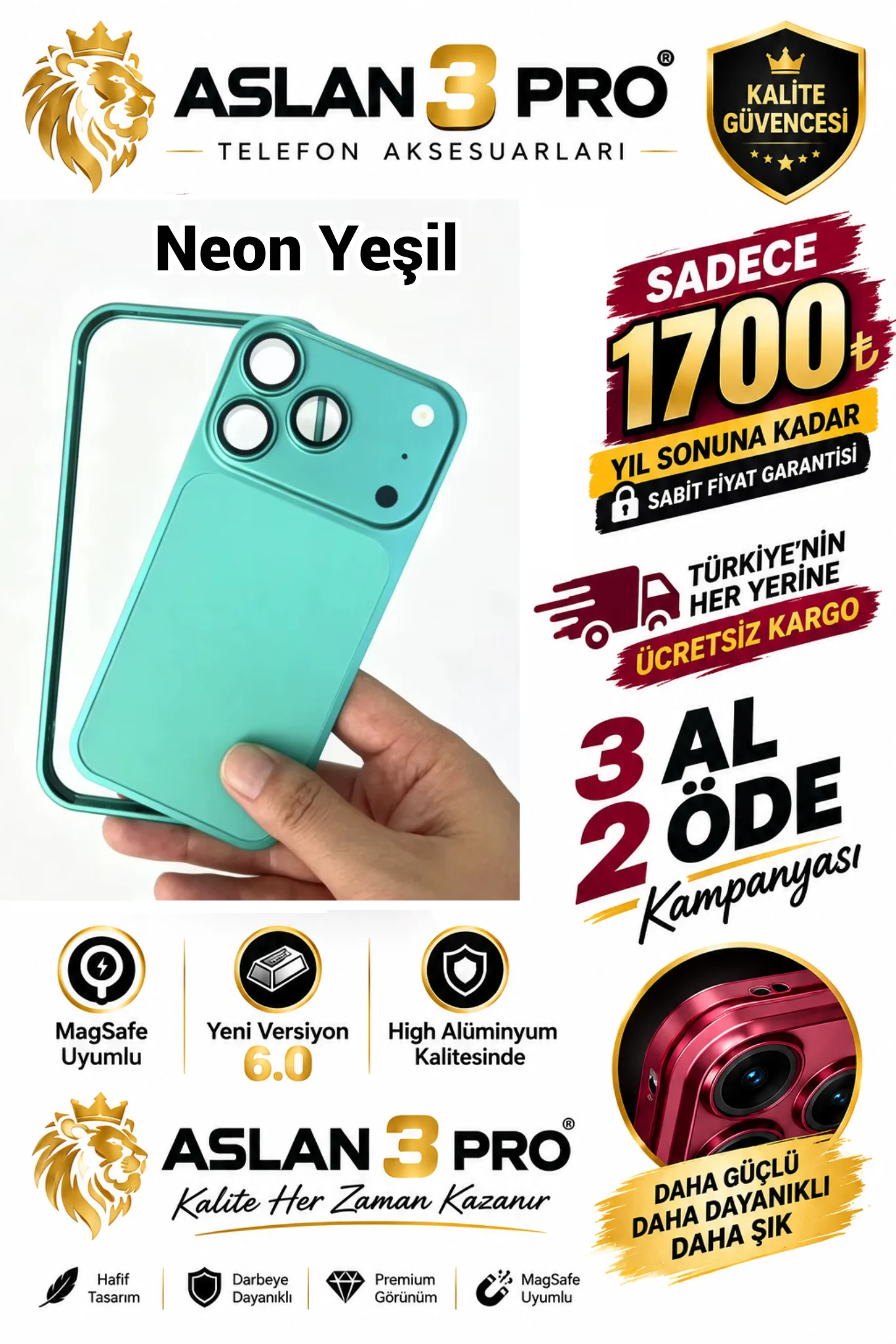 2026_09_15_14_24_IMG_9599 İPhone Alüminyum Dönüşümlü Kılıf Seti-Neon Yeşil Renk (Whatsapp Üzerinden İstediğiniz Renk Modeli Yazmanız Yeterlidir) Aslan Pro Kalitesinde- Ücretsiz Kargo - Görsel 1
