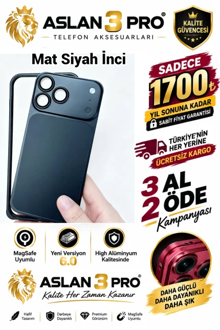 İPhone Alüminyum Dönüşümlü Kılıf Seti-Mat Siyah İnci Renk (Whatsapp Üzerinden İstediğiniz Renk Modeli Yazmanız Yeterlidir) Aslan Pro Kalitesinde- Ücretsiz Kargo (Kopya)