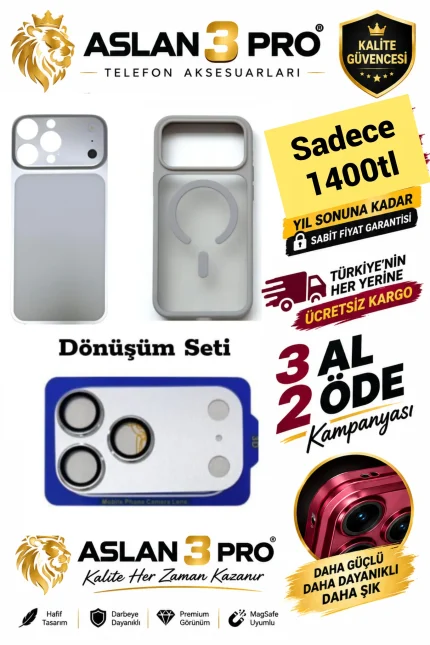 İPhone Full Dönüşüm Kiti Titanyum Gri Kaplamalı Kılıf (Whatsapp Üzerinden İstediğiniz Renk Modeli Yazmanız Yeterlidir) Aslan Pro Kalitesinde- Ücretsiz Kargo